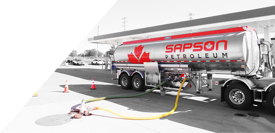 Sapson Petroleum tanker truck delivering fuel to gas station